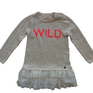 IKKS Girls Knit Sweater Dress Cream